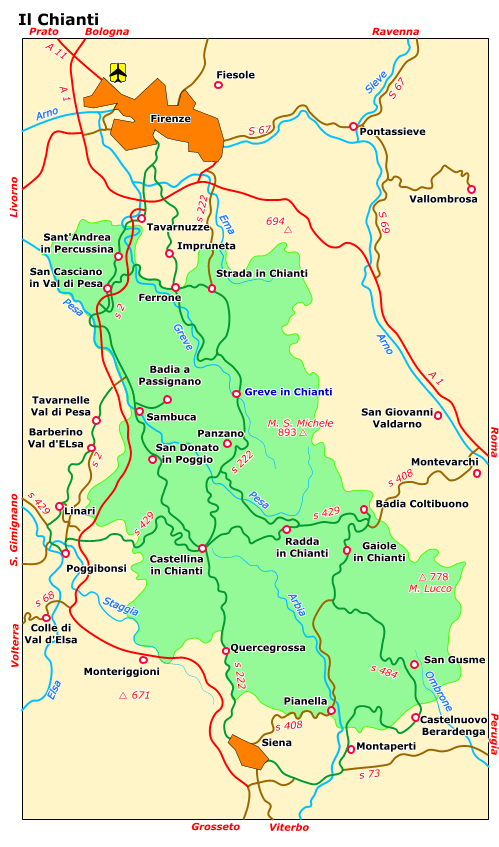 Map of Castellina in Chianti